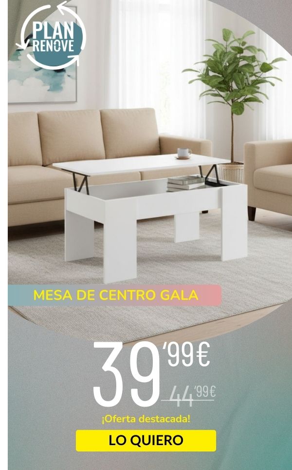 Mesa de centro Gala elevable - hueco de almacenaje